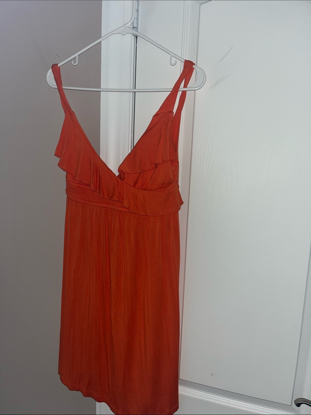 Kenneth Cole Orange Ruffle Mini beach cover up Dress small like new!!